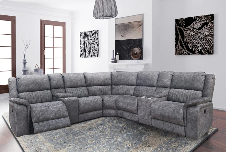 Belaro 5-Piece Sectional Recliner – Grey Comfort with Smart Luxury