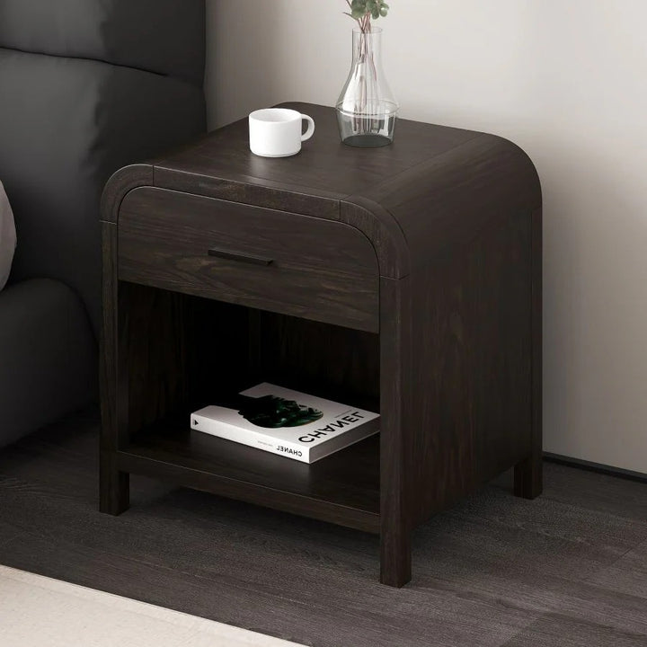 Monarch 1-Drawer Accent Table – Wood Finish with Charging Station