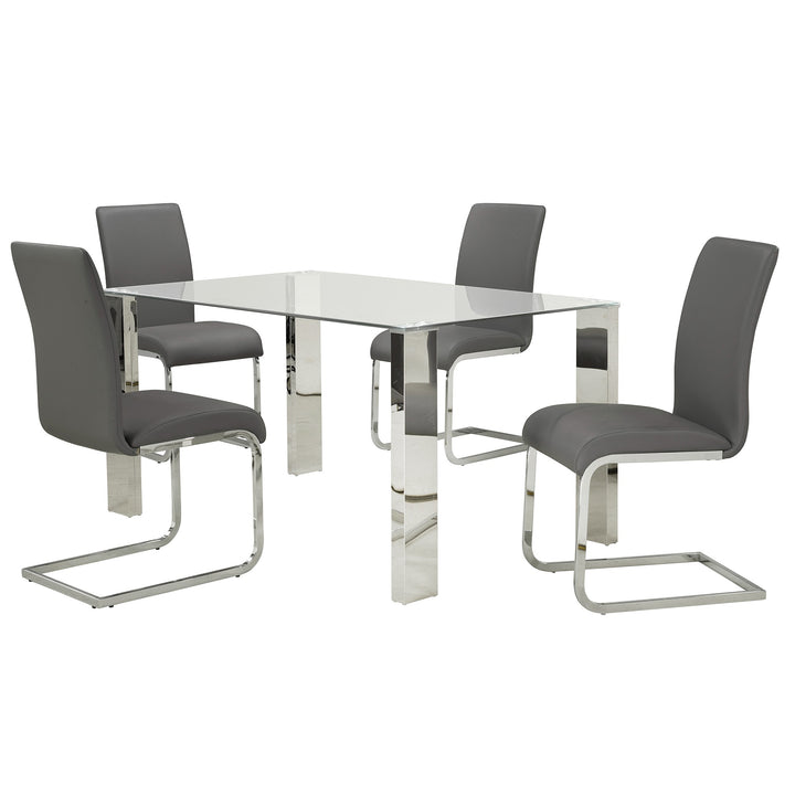 Raventra Contemporary Dining Chair – Set of 2 C-Shape Base Chrome Metal Frame Upholstered Chairs