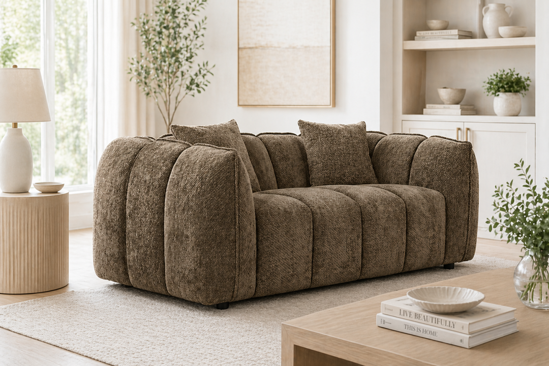 Miresto Contemporary Love Seat with Plush Cushioning, Channel Tufted Design, Polyester Upholstery, Pocket Spring & Foam Support, Modern Living Room Sofa