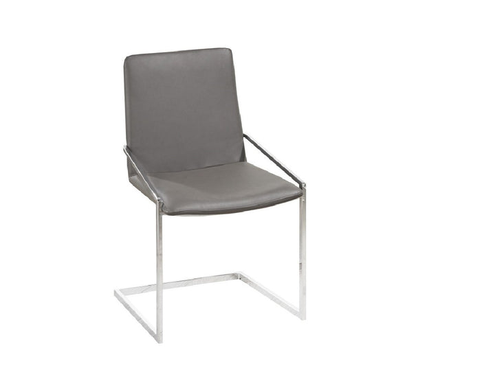 Aristocrat Dining Chair Set of 2 – Modern Grey Upholstered Chairs with Chrome Frame and Contemporary Design