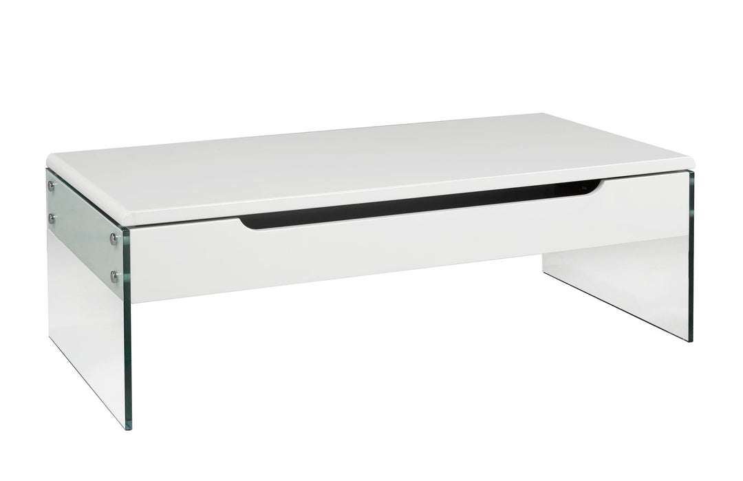 Élysian Lift-Top Coffee Table with Tempered Glass Frame, Hidden Storage & Modern Contemporary Design for Living Rooms
