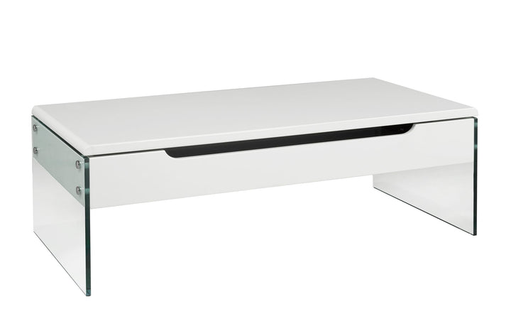 Élysian Lift-Top Coffee Table with Tempered Glass Frame, Hidden Storage & Modern Contemporary Design for Living Rooms