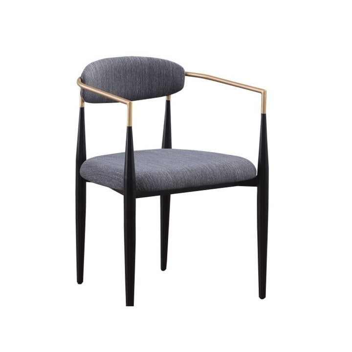 Noble Essence Dining Chair Set of 2 – Modern Upholstered Chairs with Curved Armrest Design and Powder-Coated Metal Frame