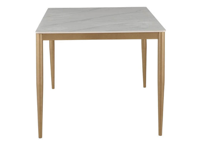 Novique Luxury Ceramic Dining Table with Golden Powder Coated Legs | Modern Contemporary Two-Tone Design