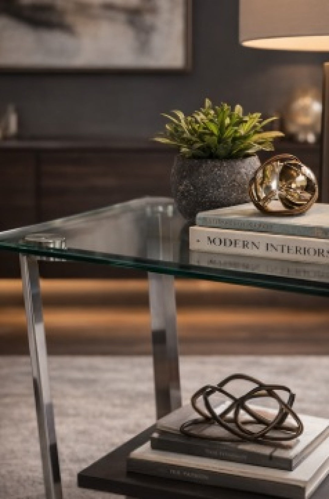 Mavaro Modern Side Table – 24" Square Tempered Glass Top End Table with Metal Frame, Lower Storage Shelf and Minimalist Contemporary Accent Table for Living Room & Bedroom