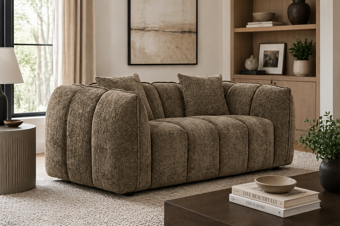 Miresto Contemporary Love Seat with Plush Cushioning, Channel Tufted Design, Polyester Upholstery, Pocket Spring & Foam Support, Modern Living Room Sofa