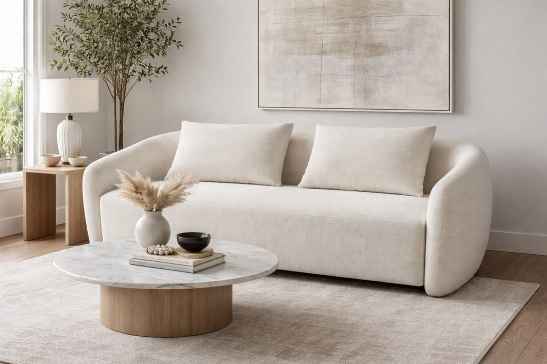 Orevian Contemporary Curved Upholstered Sofa with Pocket Spring Cushions And High-Resilience Foam