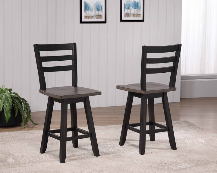 Orlenza 2-Piece Swivel Counter Stool Set – Solid Rubberwood with 180° Swivel Seat