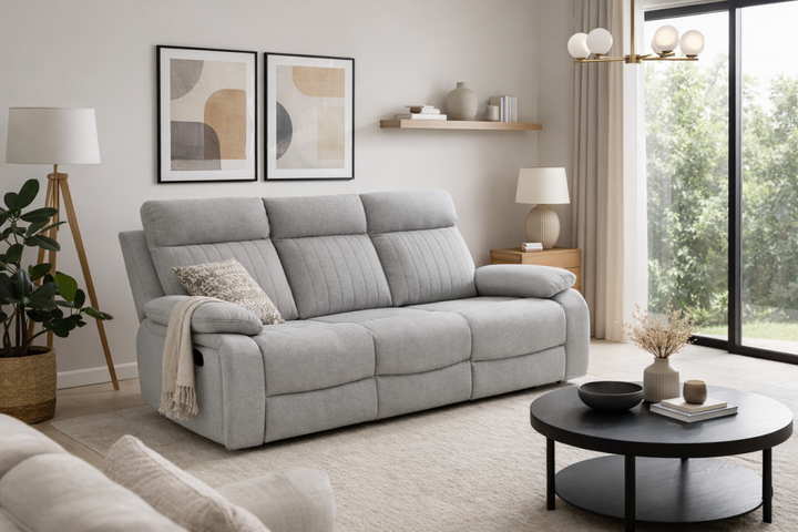 Lakehurst Recliner Sofa with Drop-Down Tray and Built-In Cup Holders – Premium Classic Comfort Reclining Seating for Living Room, Family Room &amp; Entertainment Areas