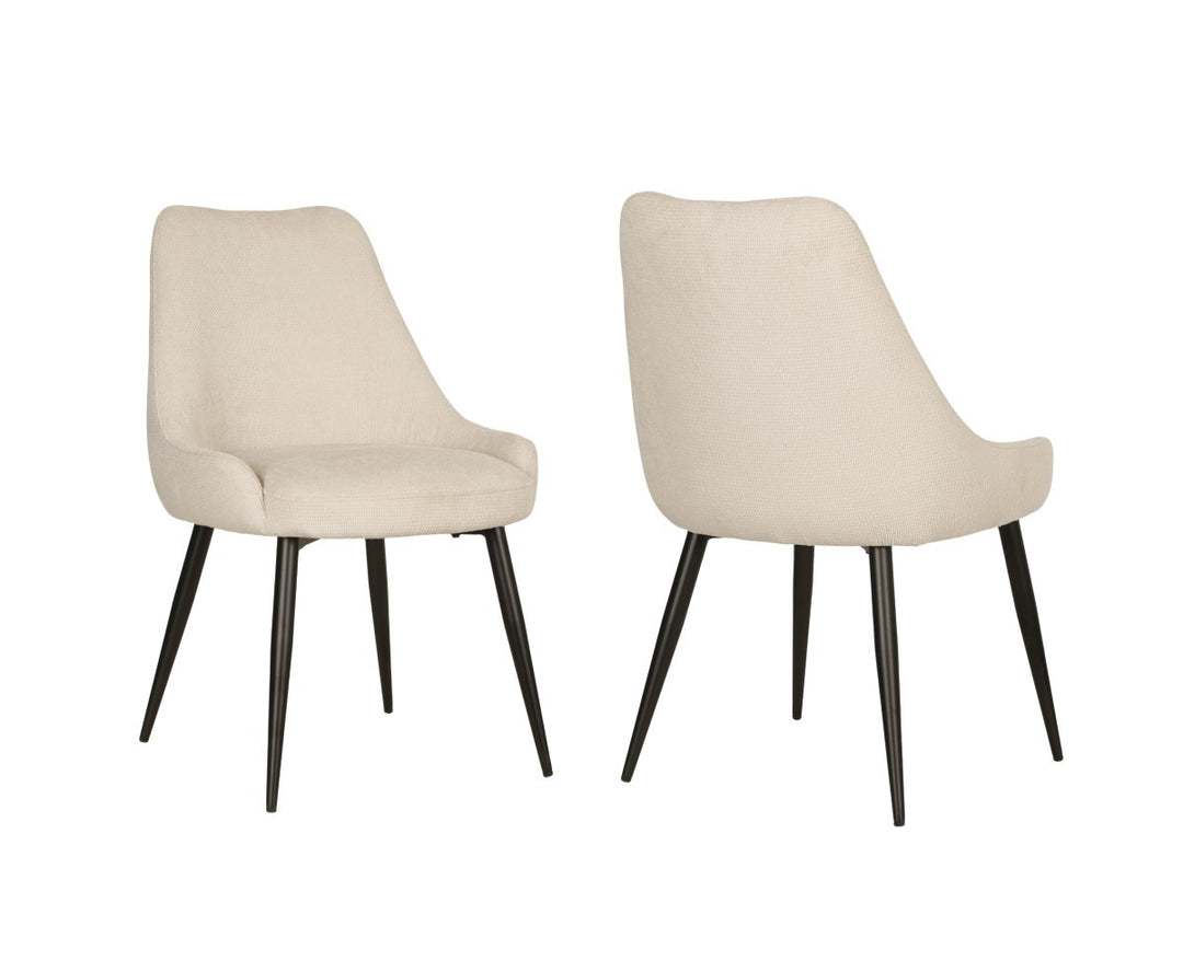 Pinehurst Dining Chairs Set of 2 – Contemporary Textured Fabric Chairs with Curved Back and Splayed Legs