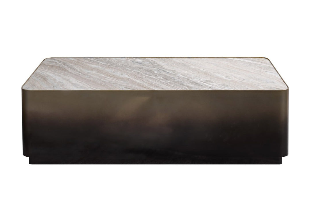 Verona Elite Luxury Marble Coffee Table with Gold Metal Frame & White Grey Veined Top for Modern Elegant Living Rooms