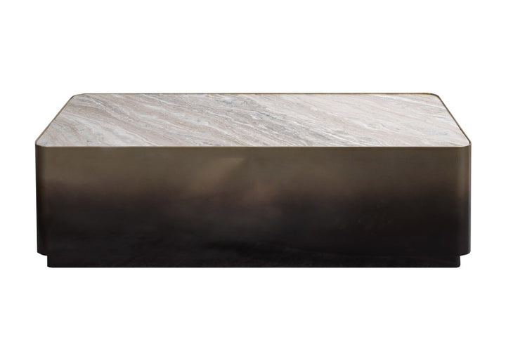 Verona Elite Luxury Marble Coffee Table with Gold Metal Frame & White Grey Veined Top for Modern Elegant Living Rooms
