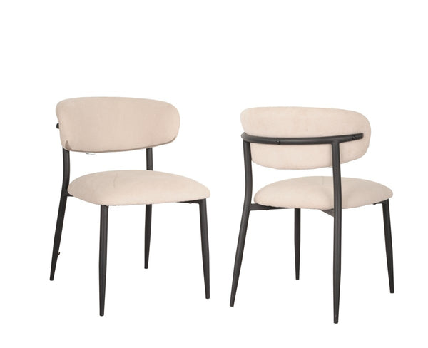 Prestige Dining Chair Set of 2 – Modern Upholstered Chairs with Curved Back, Premium Fabric and Splayed Legs Design
