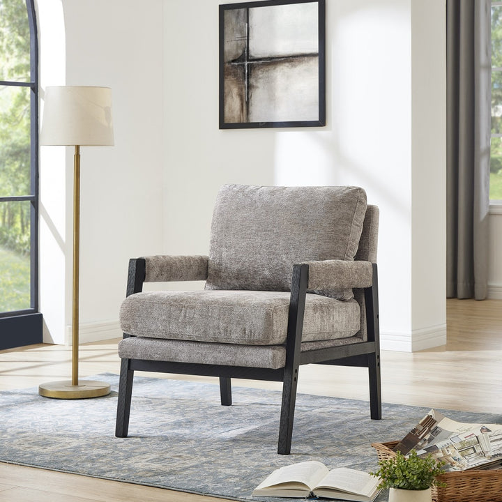 Lumina Modern Chenille Arm Chair with Midnight Black Wood Frame