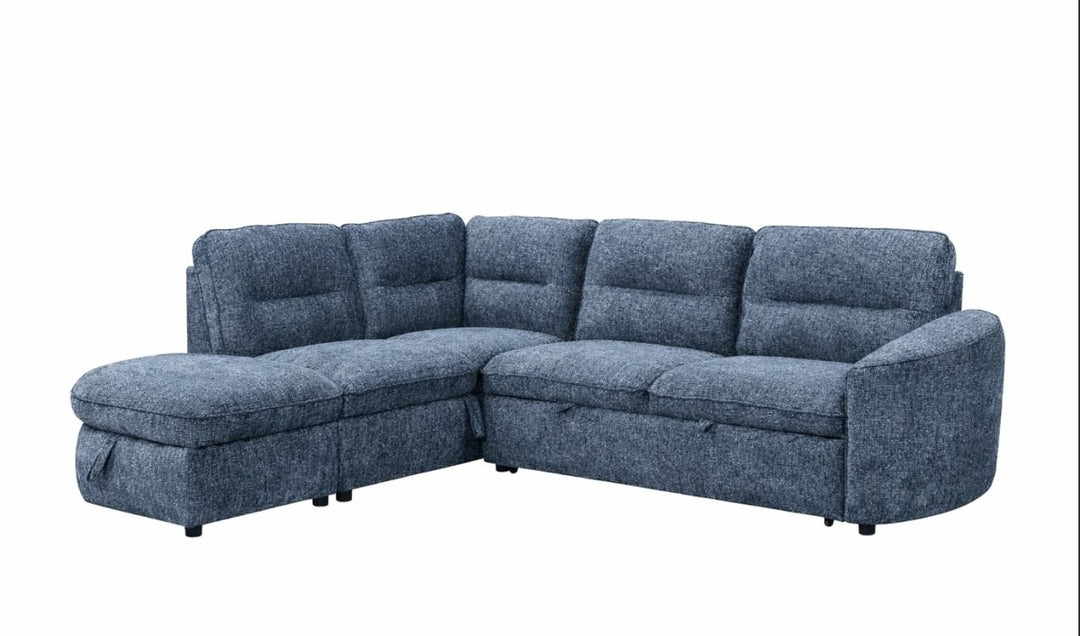 Brookhaven Sectional Sleeper Sofa Bed with Pull-Out Bed, Hidden Storage and Premium Velvet Upholstery