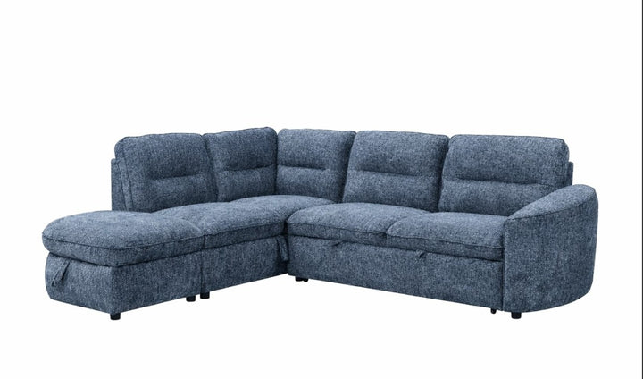 Brookhaven Sectional Sleeper Sofa Bed with Pull-Out Bed, Hidden Storage and Premium Velvet Upholstery