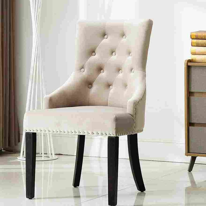 Ophelia Luxe Velvet Accent Chair with Tufted Back and Wooden Legs – Timeless Elegance for Your Home