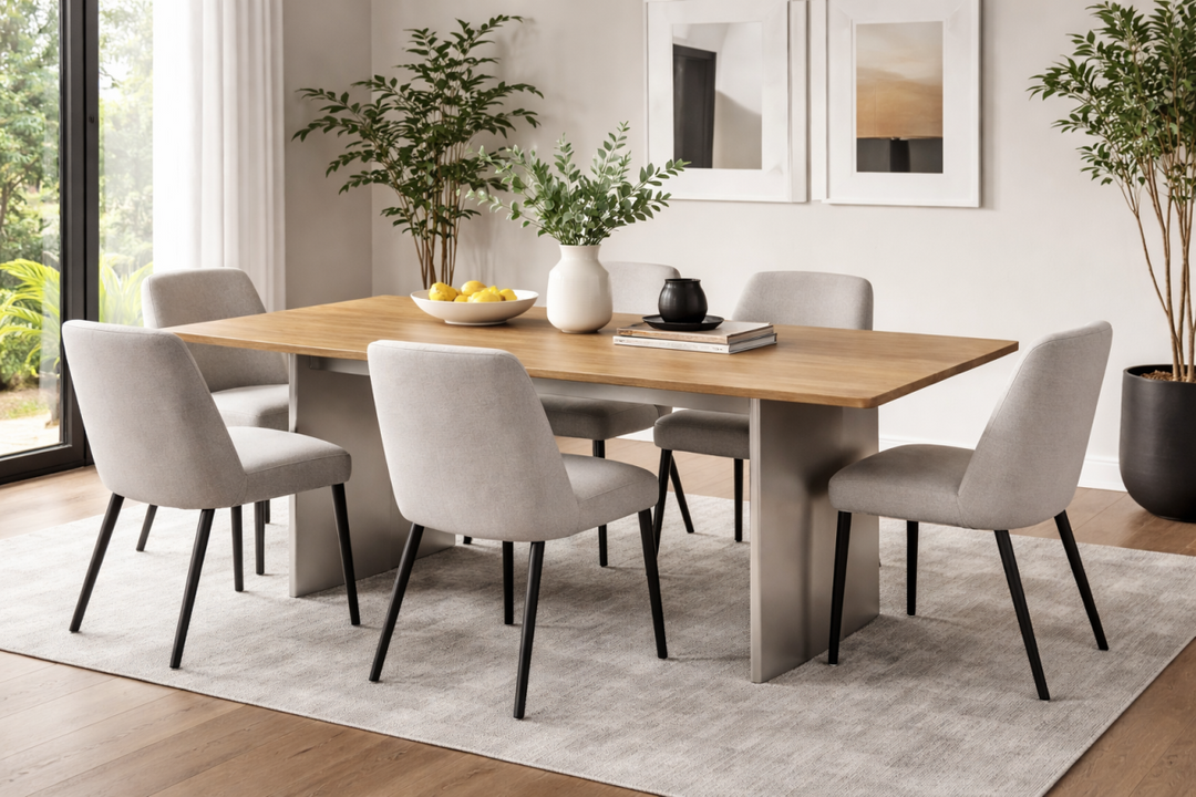 Toronto Luxe Solid Mango Wood Dining Table with Metal Legs | Modern Industrial Rectangular Design