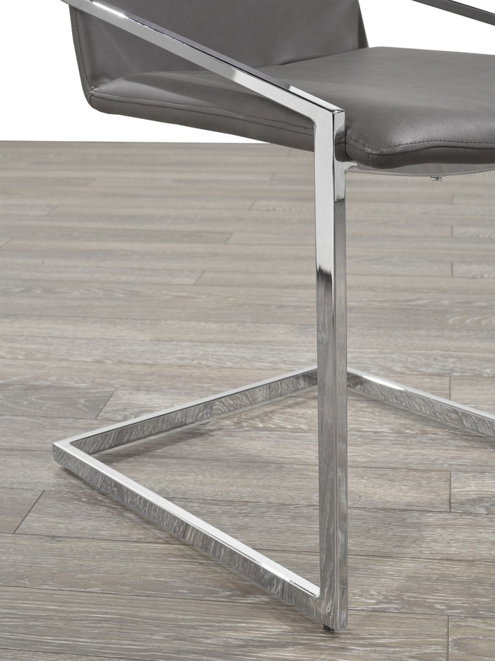 Aristocrat Dining Chair Set of 2 – Modern Grey Upholstered Chairs with Chrome Frame and Contemporary Design