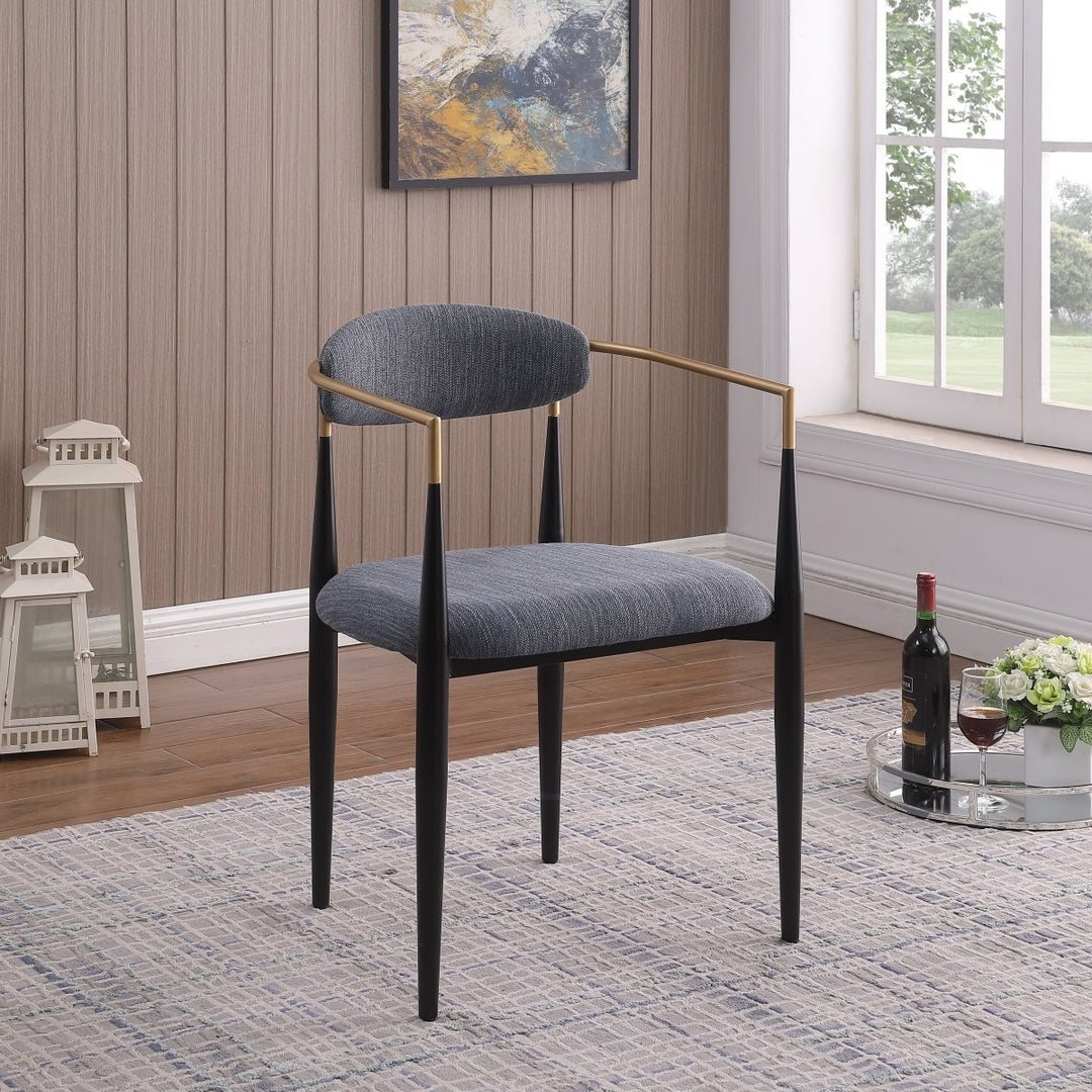 Noble Essence Dining Chair Set of 2 – Modern Upholstered Chairs with Curved Armrest Design and Powder-Coated Metal Frame