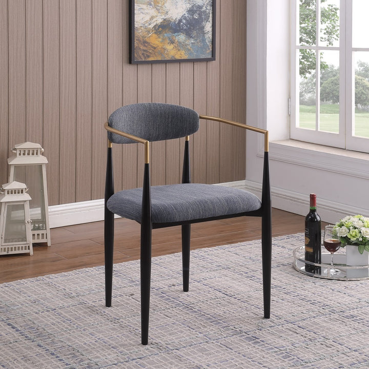 Noble Essence Dining Chair Set of 2 – Modern Upholstered Chairs with Curved Armrest Design and Powder-Coated Metal Frame