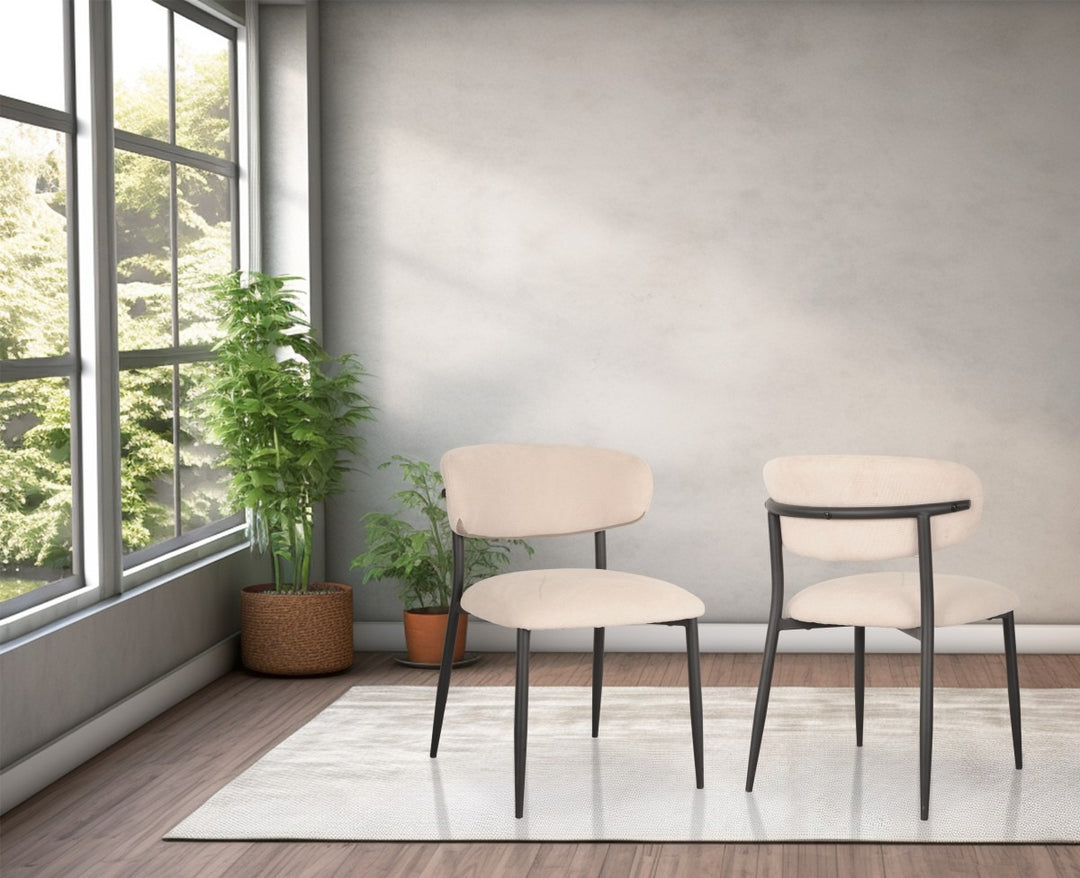 Prestige Dining Chair Set of 2 – Modern Upholstered Chairs with Curved Back, Premium Fabric and Splayed Legs Design