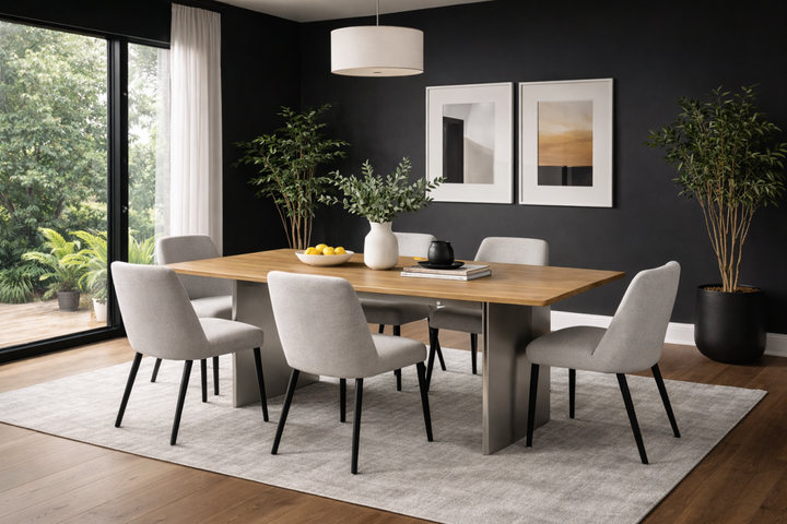 Toronto Luxe Solid Mango Wood Dining Table with Metal Legs | Modern Industrial Rectangular Design