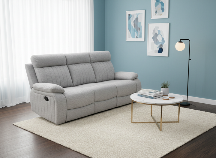 Lakehurst Recliner Sofa with Drop-Down Tray and Built-In Cup Holders – Premium Classic Comfort Reclining Seating for Living Room, Family Room &amp; Entertainment Areas