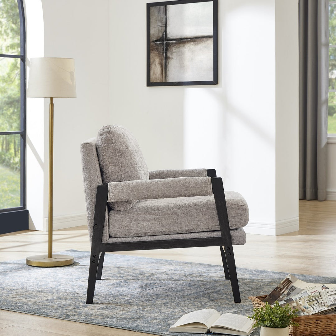 Lumina Modern Chenille Arm Chair with Midnight Black Wood Frame
