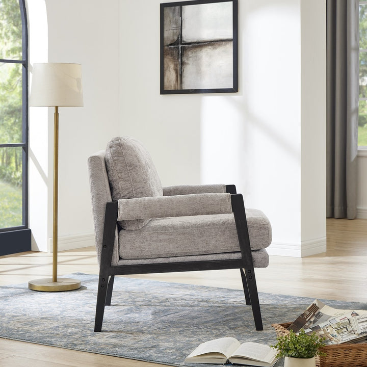Lumina Modern Chenille Arm Chair with Midnight Black Wood Frame