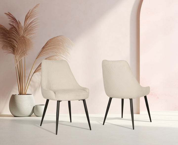 Pinehurst Dining Chairs Set of 2 – Contemporary Textured Fabric Chairs with Curved Back and Splayed Legs