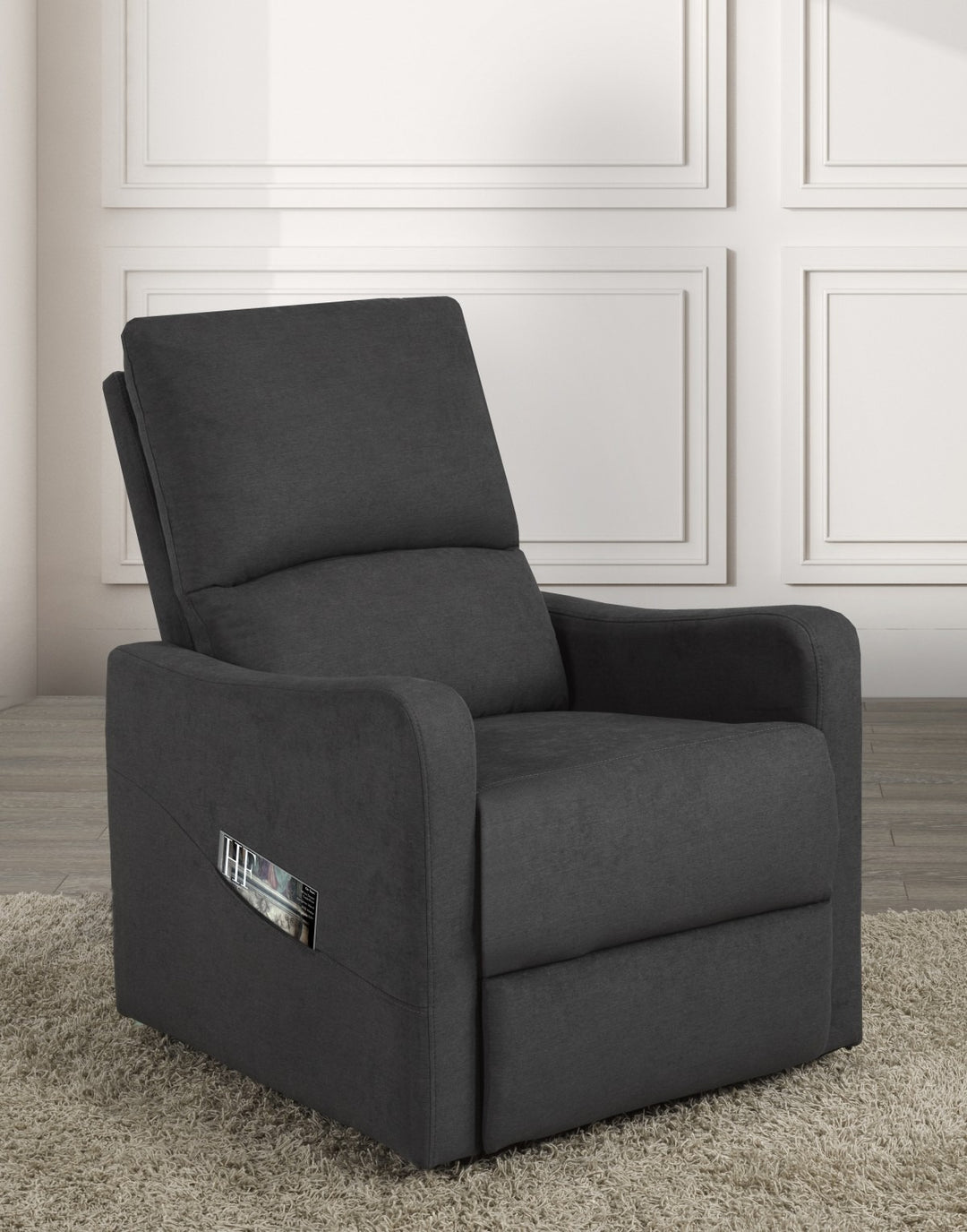 Fusion Recliner Lift Chair | Power Reclining Fabric Chair with Lift Function – Dark Grey
