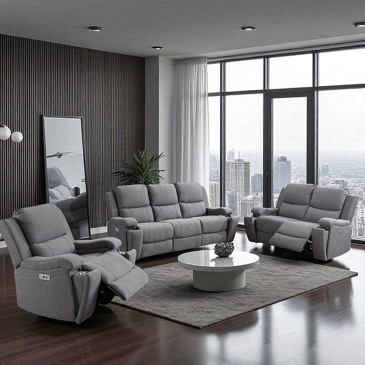 Aeron Recliner Set – Grey Luxury with Power Comfort