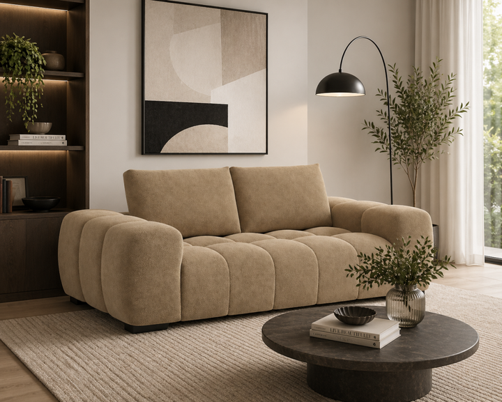 Corvenza Modern Upholstered Sofa with Pocket Spring Cushions, High-Resilience Foam And Solid Wood Base
