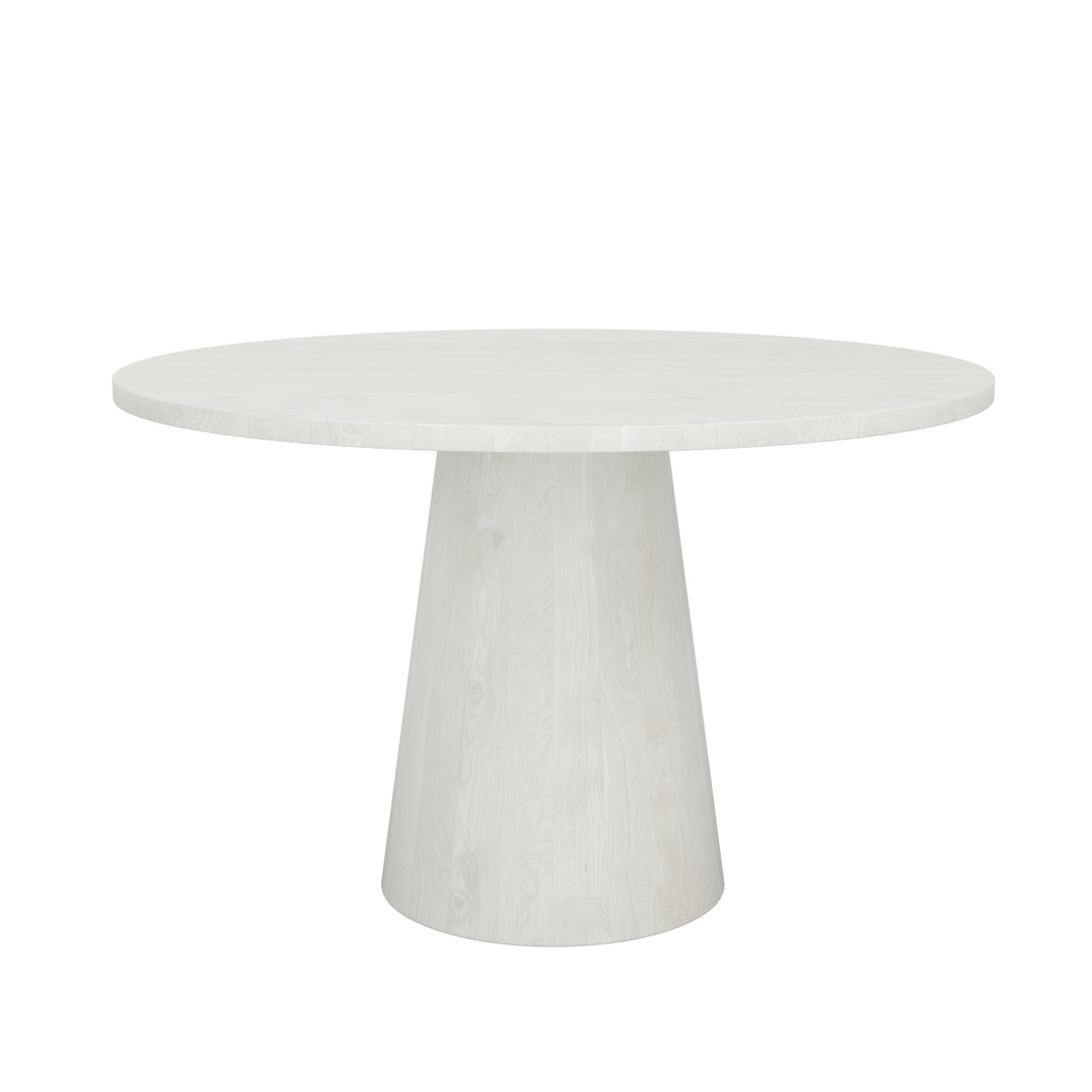Rovano Round Solid Mango Wood Dining Table with Sculptural Pedestal Base | Handcrafted Modern Design