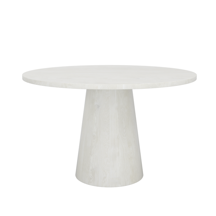 Rovano Round Solid Mango Wood Dining Table with Sculptural Pedestal Base | Handcrafted Modern Design
