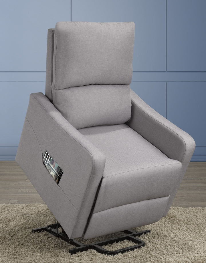 RevoRest Recliner Lift Chair | Light Grey Fabric Power Recliner with Side Pouch