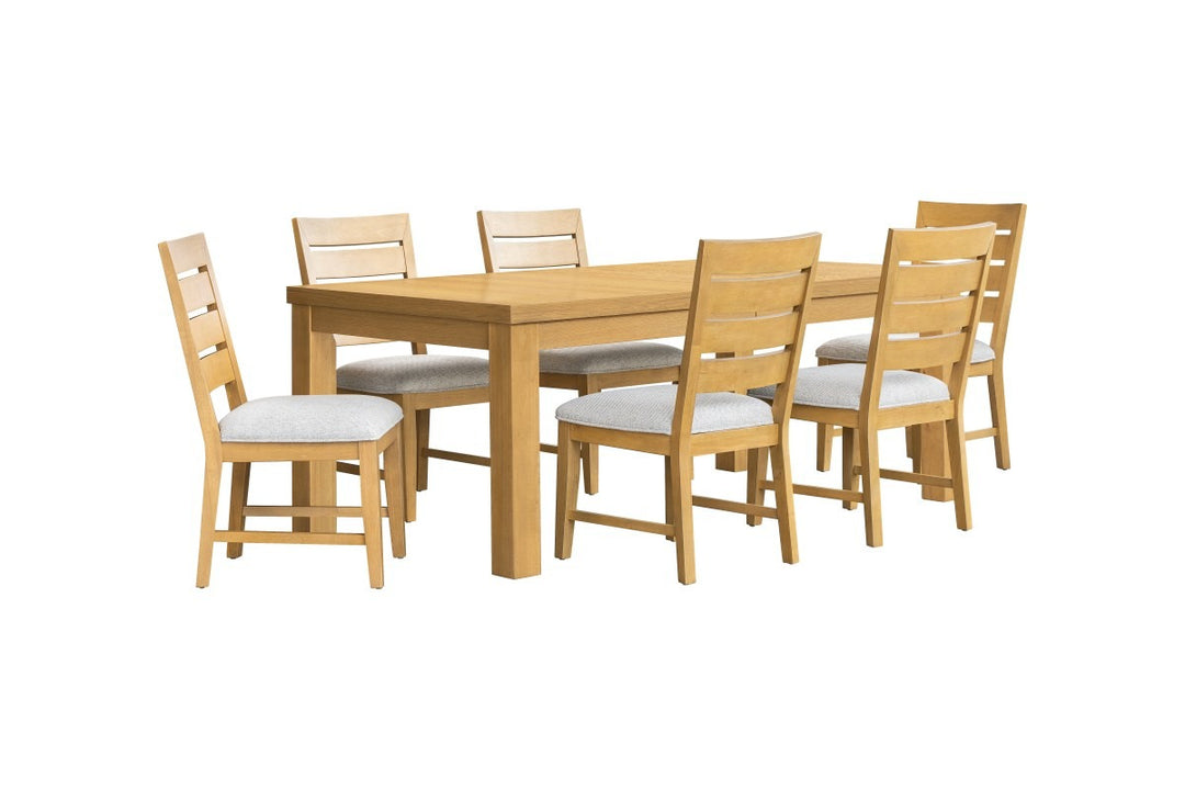 Westbrook 7-Piece Extendable Dining Set with Solid Wood Table & 6 Upholstered Chairs – Natural