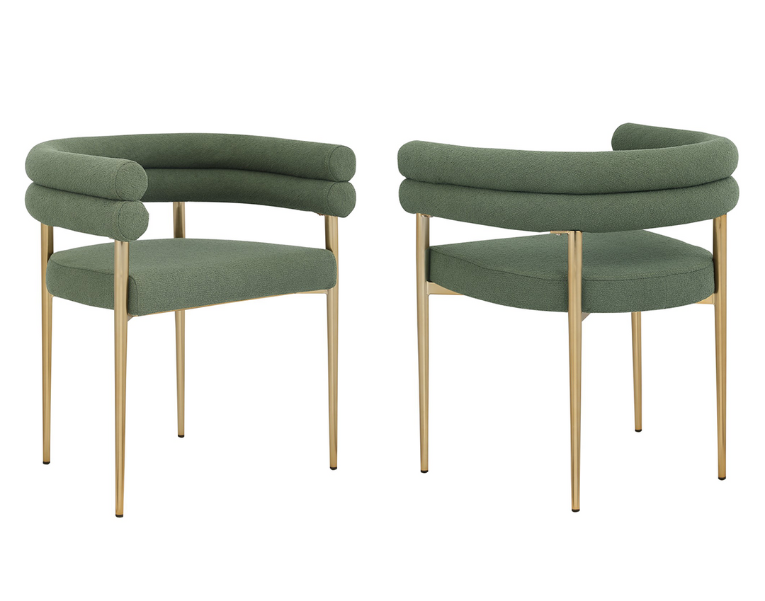 Silveroak Dining Chairs Set of 2 – Contemporary Plush Upholstered Chairs with Gold-Finished