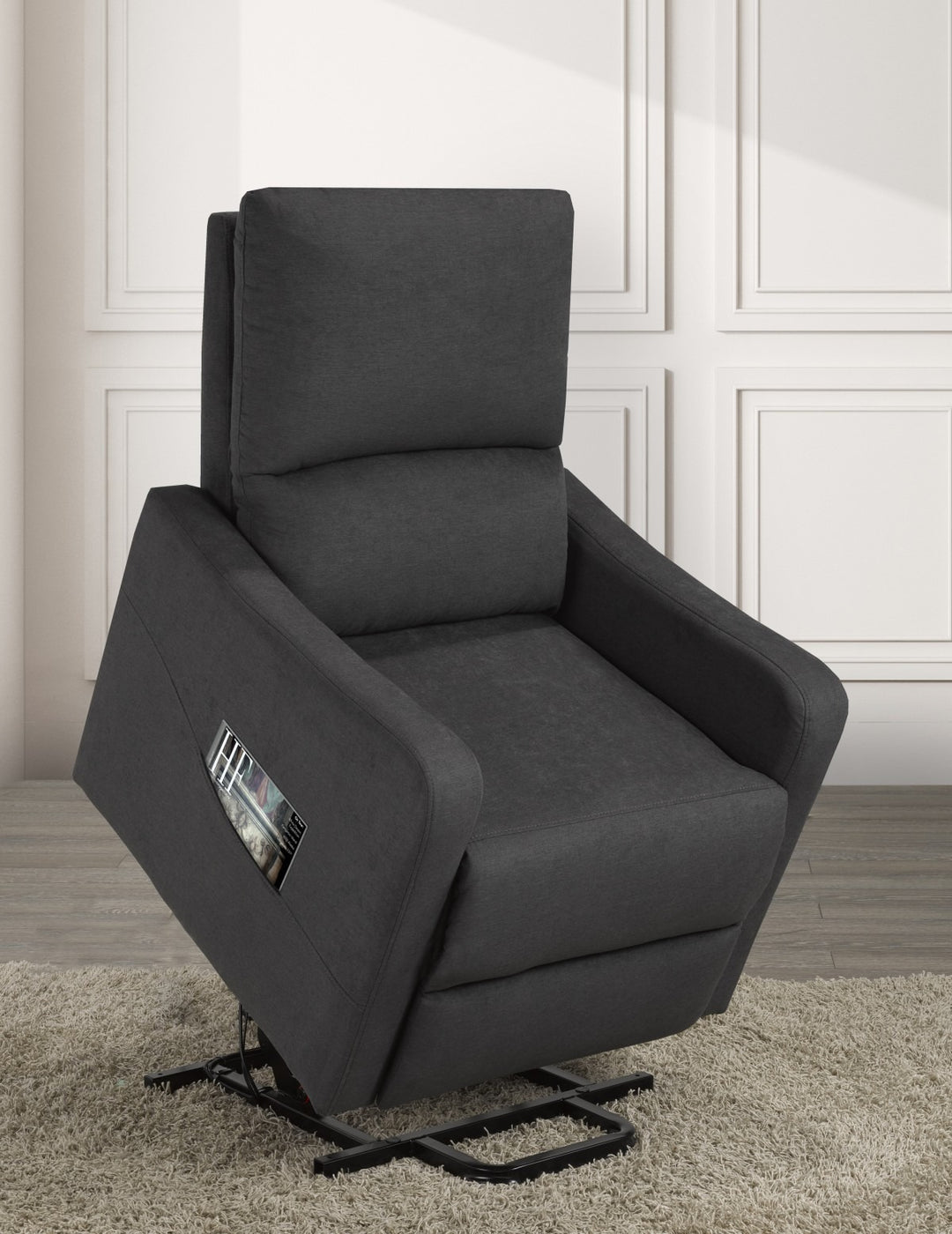 Fusion Recliner Lift Chair | Power Reclining Fabric Chair with Lift Function – Dark Grey