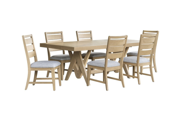 Briarwood 7-Piece Extendable Dining Set with Solid Wood Table & 6 Upholstered Chairs – Natural