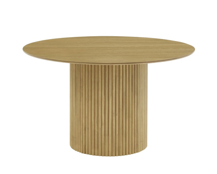 Kaelith 5-Piece Dining Set – Contemporary Round Dining Table & Fabric Chairs