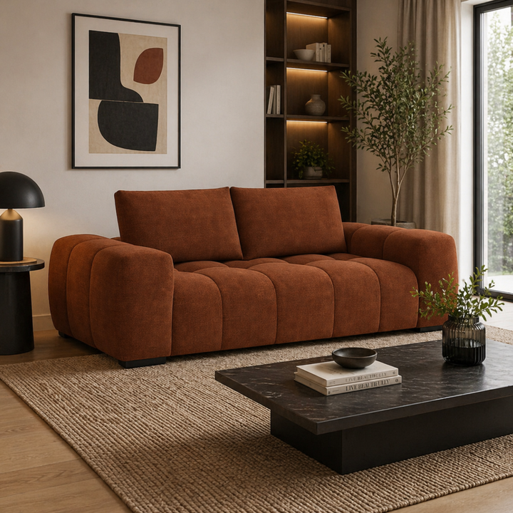 Millstone Rust Brown Sofa – Premium Modern Comfort Seating with Plush Polyester Upholstery, Deep Seating And Contemporary Design for Living Room
