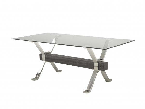 Lumin Luxury Dining Table – Modern Glass Top Table with Chrome Stainless Steel Base