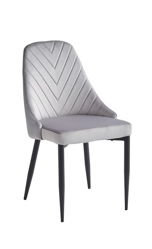 Viremont 6-Piece Modern Dining Chair Set in Light Grey Velvet with Black Steel Legs & Contemporary Finish