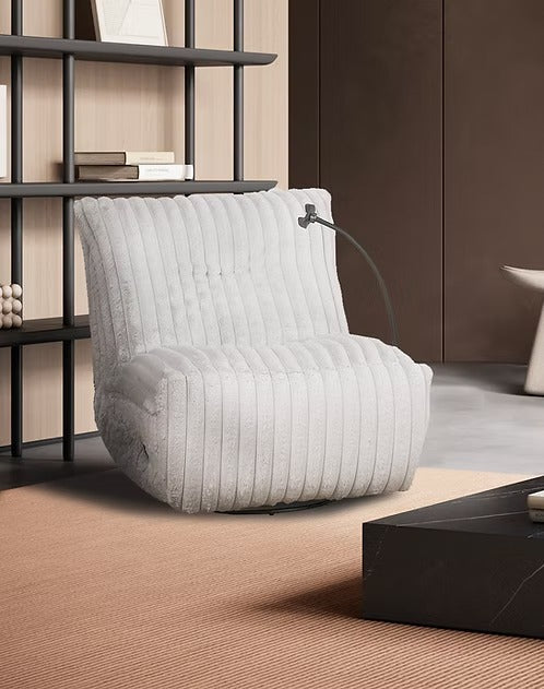 Pralvion Recliner Chair with Cell Phone Holder, Swivel Glider Function, Zero Wallhugger Design &amp; Soft Corduroy Fabric