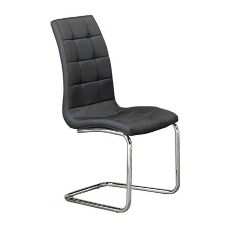 Cortivo 6-Piece Modern Black PU Dining Chair Set with Chrome Metal Legs – Contemporary Slim Design for Dining Room & Café Use