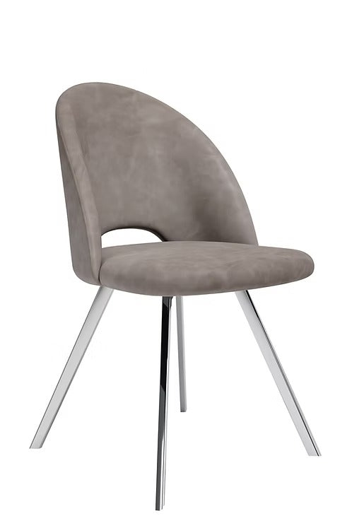 Belmontra 2-Piece Modern Soft Grey PU Dining Chair Set with Stainless Steel Legs