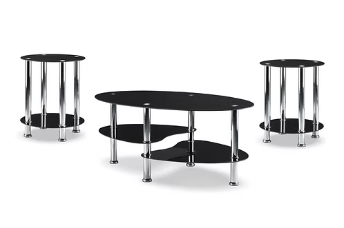 Zalviro 3 Piece Coffee Table Set – Modern 8mm Tempered Glass Coffee Table with Chrome Legs